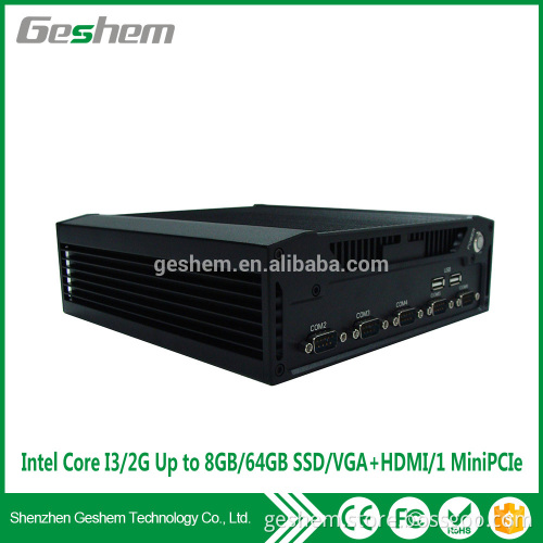 New core i3 fanless industrial mini pc with 2 Lan 6COM intel i3 processor 4G 64GB mini pc x86
